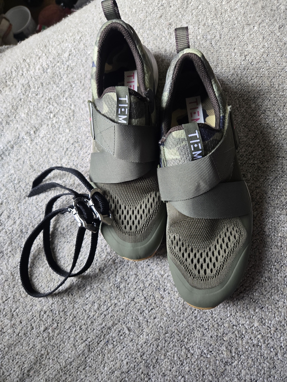 Tiem Womens  Olive Green Slip-On Indoor Cycling Spinning Shoes-